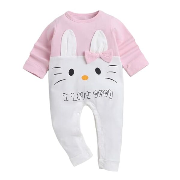 Hopscotch Girls Cotton Graphic Print Romper In Pink Color