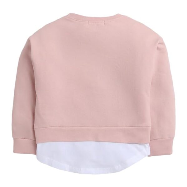 Boys Cotton and Spandex Solid Full Sleeves Sweatshirt and Pants Set in Pink Color