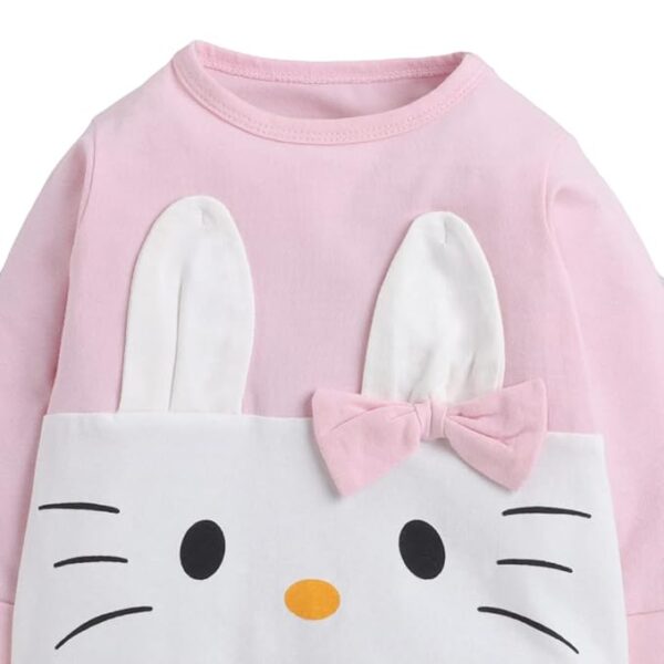 Hopscotch Girls Cotton Graphic Print Romper In Pink Color