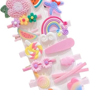 Girls Hair Pins with Clear Bag, Baby Hair Clips Cute Cute Fruit Cartoon Animal Hair Pin for Kids Hair Clip for Women Girls Hair Accessories (PINK)