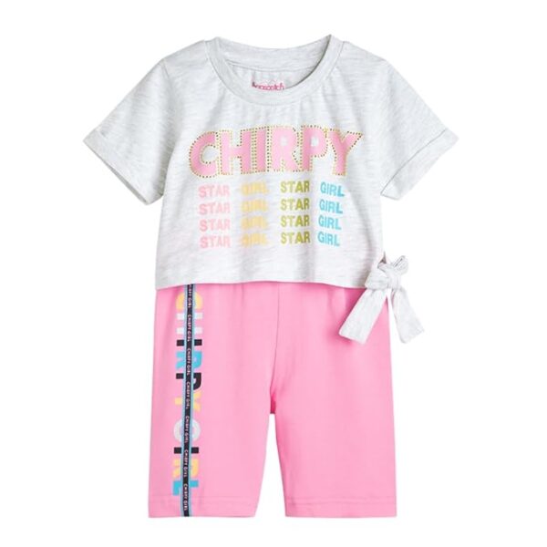 Girls Cotton Short Set in Grey Color