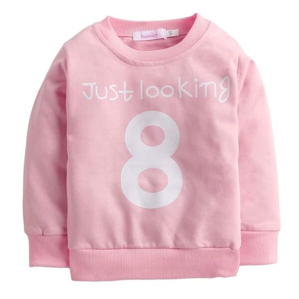 Boys Cotton Text Print Sweatshirt and Joggers Set in Pink Color