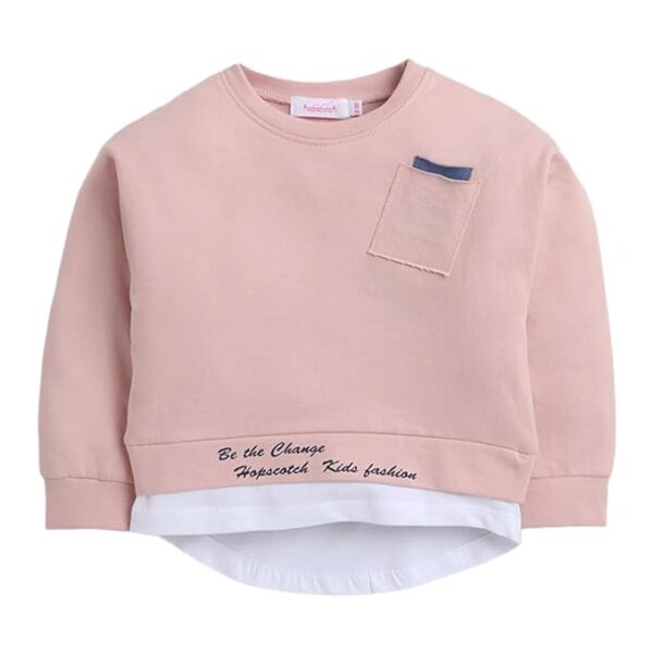 Boys Cotton and Spandex Solid Full Sleeves Sweatshirt and Pants Set in Pink Color