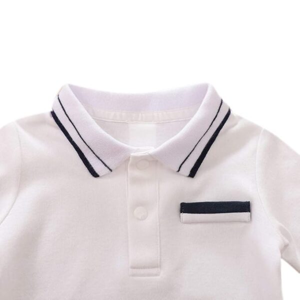 Boys Cotton Solid Full-Sleeve Romper in White Color