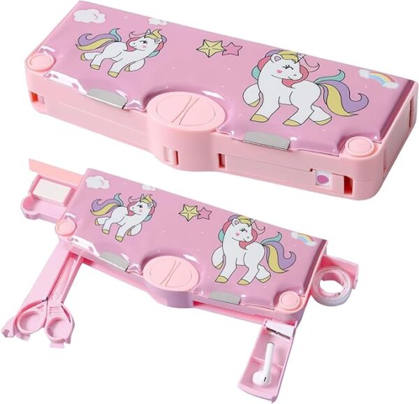 Multi-Functional Pencil Box for Kids, Unicorn Pencil Box for Boys, Kids Pencil Box for Boys & Girls, Magnetic Pencil Box for Boys, Unicorn Theme Gifts for Kids with Accessories.