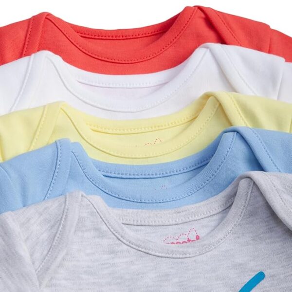 Boys and Girls Cotton Bodysuit - Pack of 5 Printed in Multi Color