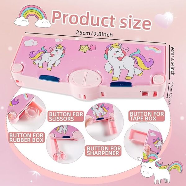 Multi-Functional Pencil Box for Kids, Unicorn Pencil Box for Boys, Kids Pencil Box for Boys & Girls, Magnetic Pencil Box for Boys, Unicorn Theme Gifts for Kids with Accessories.