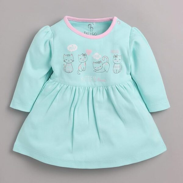 BABY GO Full Sleeve Regular Round Neck A Line Frocks for Baby Girls