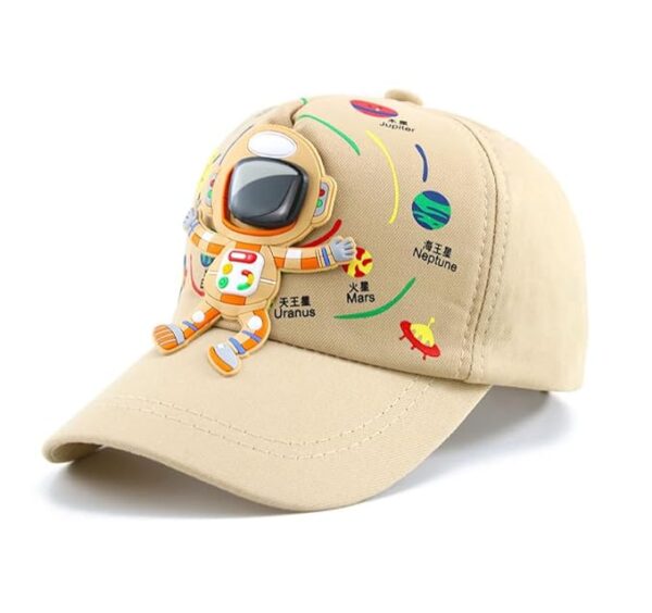 Kid's Space Adventure 3D Cute Astronaut Stylish Cartoon Cotton Summer Sun Cap Hat with Visor for Boys and Girls 3 to 12 Years