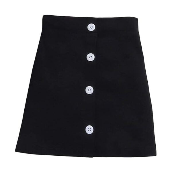 Hopscotch Girls Knee Length Cotton and Lycra Solid Skirt in Black Color