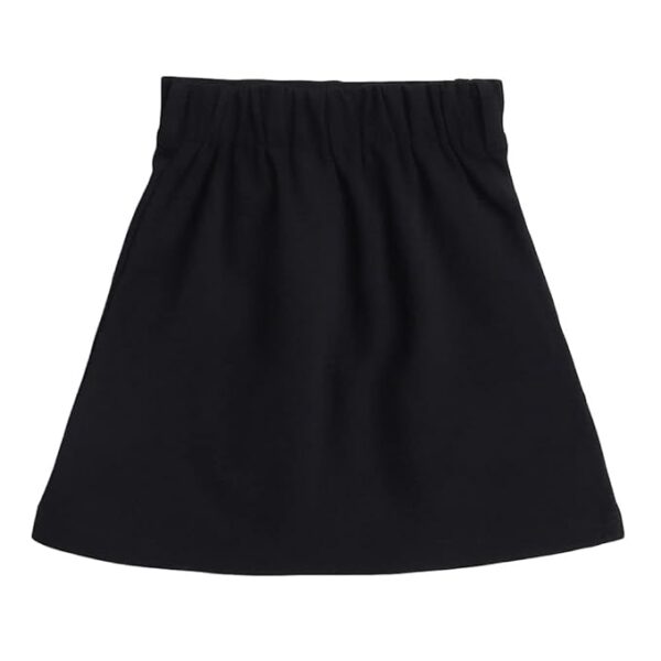 Hopscotch Girls Knee Length Cotton and Lycra Solid Skirt in Black Color