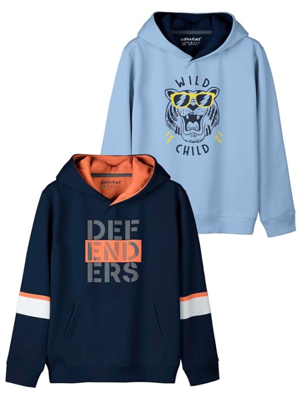 HELLCAT Printed Cotton Blend Hoodie Sweatshirt For Boys - Pack of 2