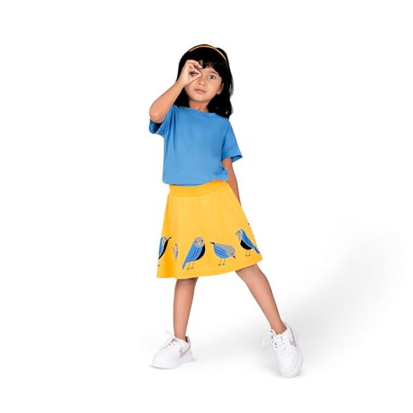 YouGotPlanB Girl's Above Knee Printed Skater Skirt with Attached Inner Shorts (Mix3b) | 100% Cotton | Soft & Breathable Fabric | No-Mark Elastic | Casual Wear | Pack of 3