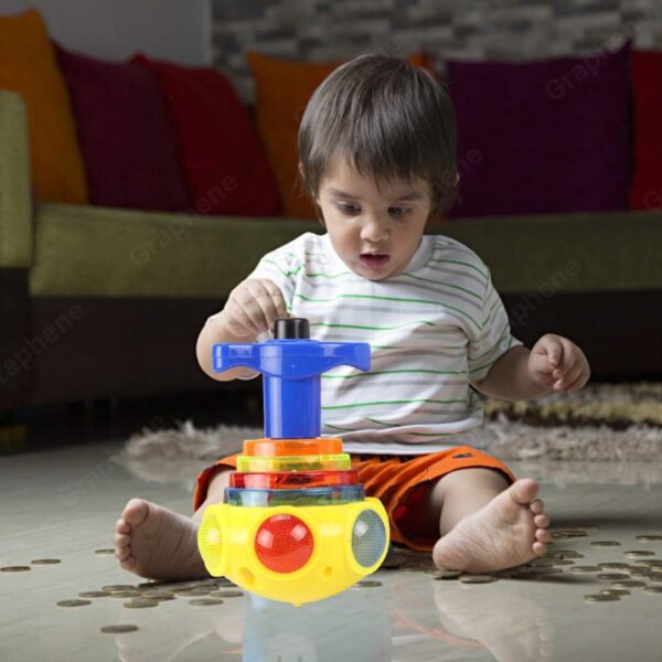 GRAPHENE Spinning Top Magic Toy Flashing Plastic Magic Top Toy with LED Lights Music Attractive Toy Non-Toxic Safe Spinning