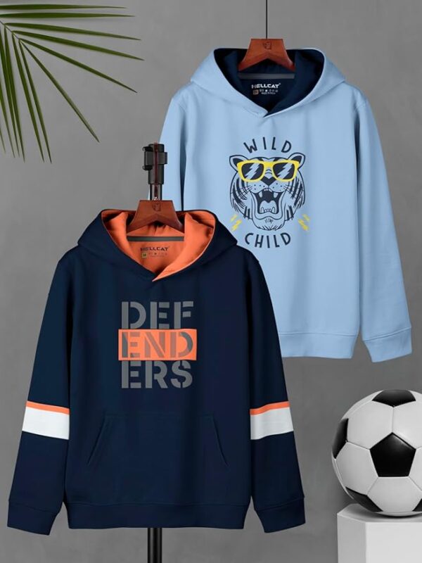 HELLCAT Printed Cotton Blend Hoodie Sweatshirt For Boys - Pack of 2