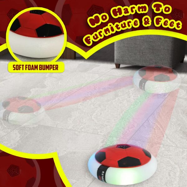 Wembley Rechargeable Hover Football Indoor Game for Kids Toys for Boys Birthday Gift | Electric Air Football Floating Hover Ball Soccer Electronic Toys for 2 3 4 5 6 7 8 9 10+ Years Old Boys - Red