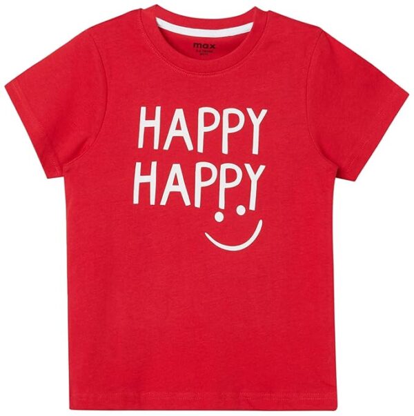 Max Regular Fit Boys Typographic Printed T-Shirt