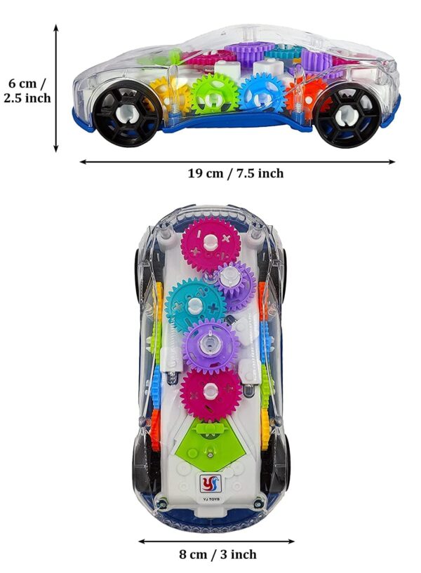 Storio 3D Baby Car Toy with 360 Degree Rotation, Gear Simulation Mechanical Car with Sound Music & Light Toys for Kids Boys & Girls, Multicolor
