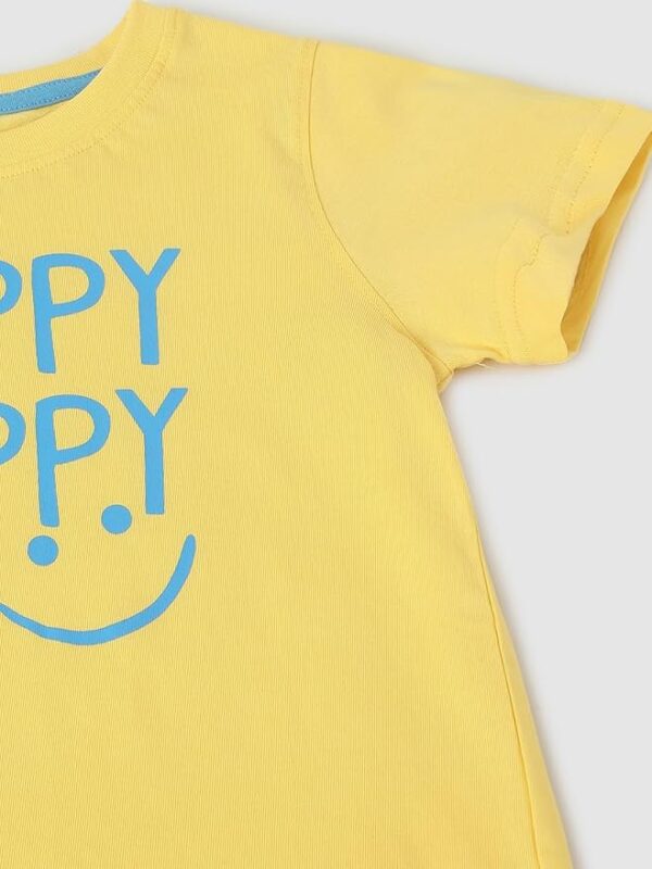 Max Regular Fit Boys Typographic Printed T-Shirt Yellow