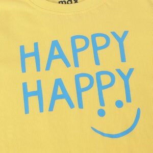 Max Regular Fit Boys Typographic Printed T-Shirt Yellow