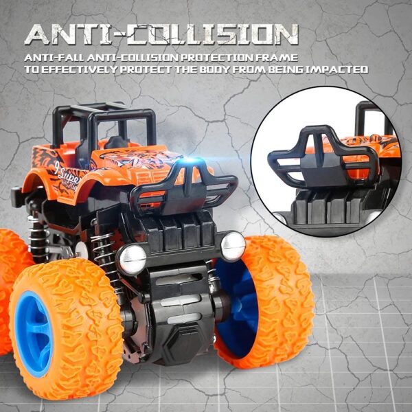 VGRASSP Mini Monster Trucks Friction Powered 360 Degree Stunt Cars for Kids - Push and Go Toddler Toys Inertia Car Toys