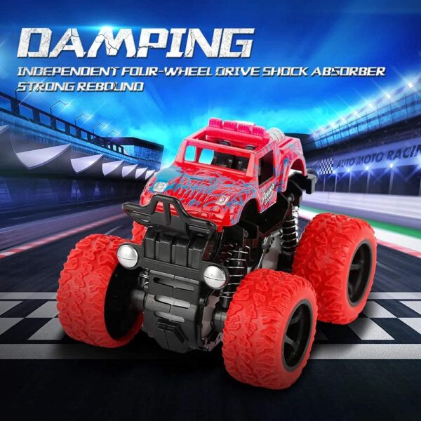 VGRASSP Mini Monster Trucks Friction Powered 360 Degree Stunt Cars for Kids - Push and Go Toddler Toys Inertia Car Toys