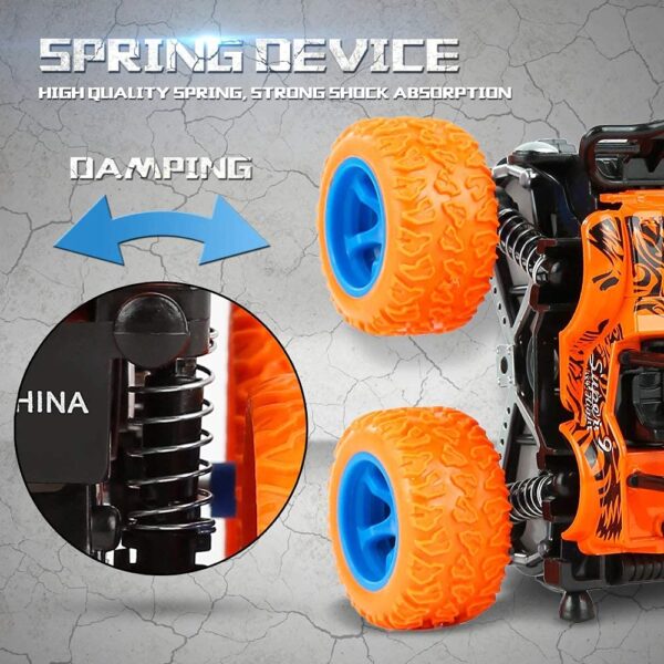VGRASSP Mini Monster Trucks Friction Powered 360 Degree Stunt Cars for Kids - Push and Go Toddler Toys Inertia Car Toys