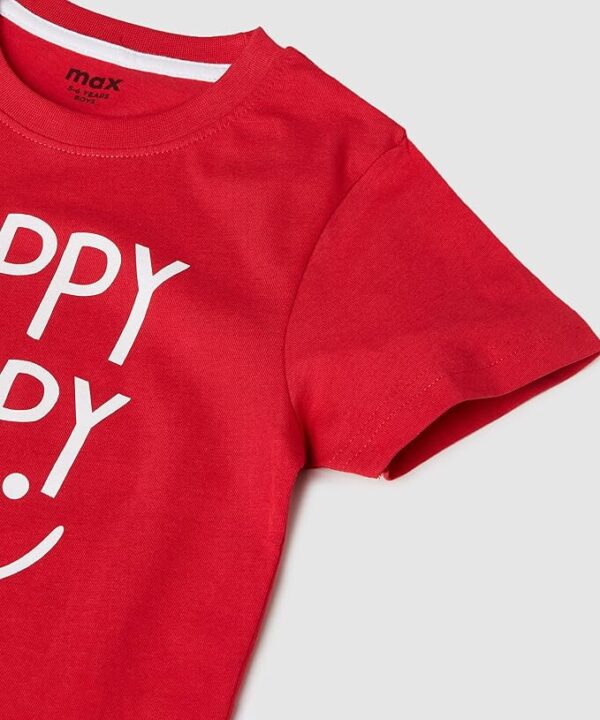 Max Regular Fit Boys Typographic Printed T-Shirt