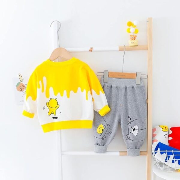 Unisex Child's Cotton Full Sleeves Sweatshirt With Pant Set