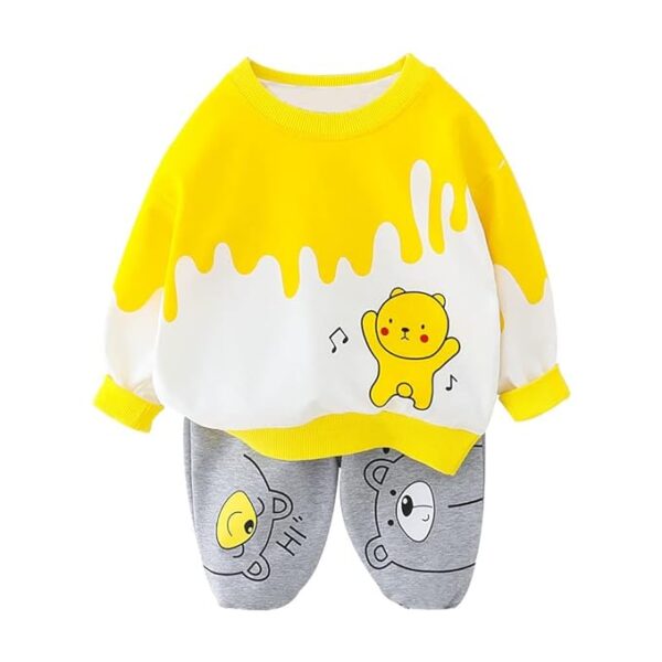Unisex Child's Cotton Full Sleeves Sweatshirt With Pant Set