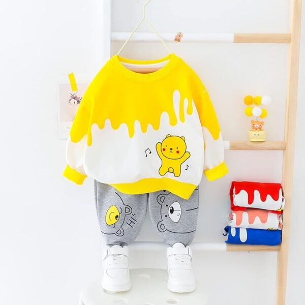 Unisex Child's Cotton Full Sleeves Sweatshirt With Pant Set