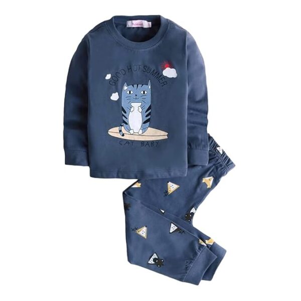Gray Animal Art Print Full Sleeves Top And Pyjama Set