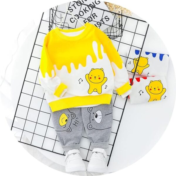 Unisex Child's Cotton Full Sleeves Sweatshirt With Pant Set