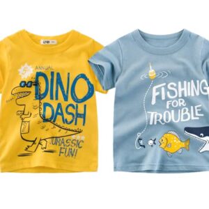 Googogaaga Boy's Cotton Printed Regular T-Shirts for Boys Set of 2pcs