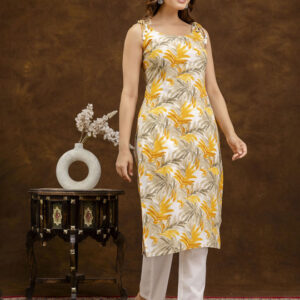 Trendy Floral Printed Shoulder Strap Cotton Kurta for Women