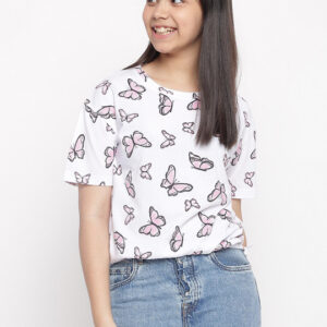 Girls Butterfly Printed Casual Top – Soft & Stylish Wear