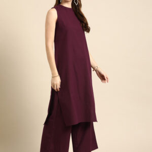 Women’s Solid Round Neck Cotton Kurta