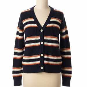 Women’s Striped Knit Button-Front Cardigan – Winter Wear