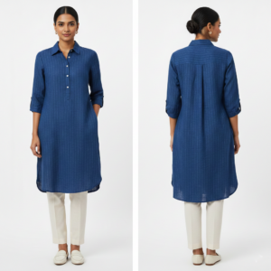 Women’s Short Shirt-Style Kurti with Collar