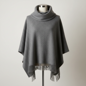 Women’s Woolen Poncho Top with Turtle Neck & Fringe – Winter Wear