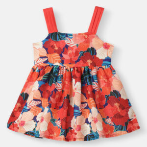 Girls Floral Printed Fit & Flare Dress – Soft & Stylish Wear