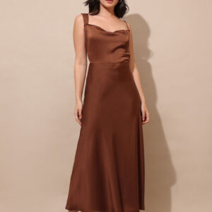 Sheen & Shine Women Solid Brown Fit & Flare Dress