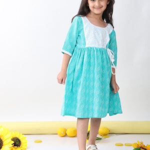 Girls Printed Cotton Knee-Length Dress – Soft & Stylish Wear