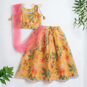 Girls Floral Printed Lehenga Set with Blouse & Dupatta – Ready to Wear