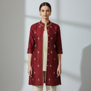 Women’s Front Open Buttoned Short Kurti