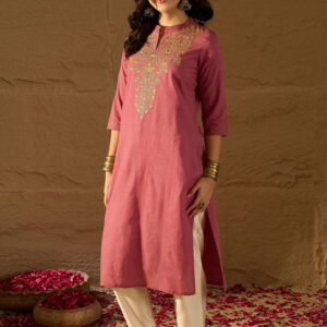 Women’s Ethnic Motifs Thread Work Embroidered Kurta