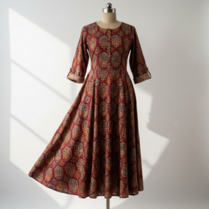 Women’s Ethnic Printed Flared Long Kurti