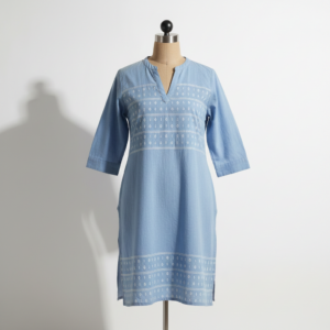 Women’s Printed Straight Kurti with Embroidered Yoke