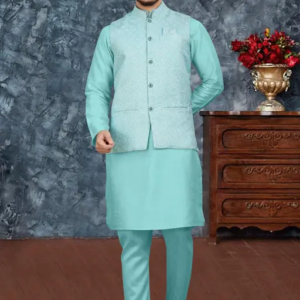 Premium Silk Kurta Koti Set for Men – Wedding & Festive Wear