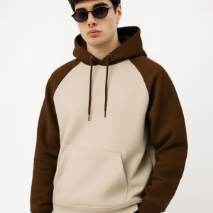Men’s Oversized Fit Colour-Block Sweatshirt – Brown